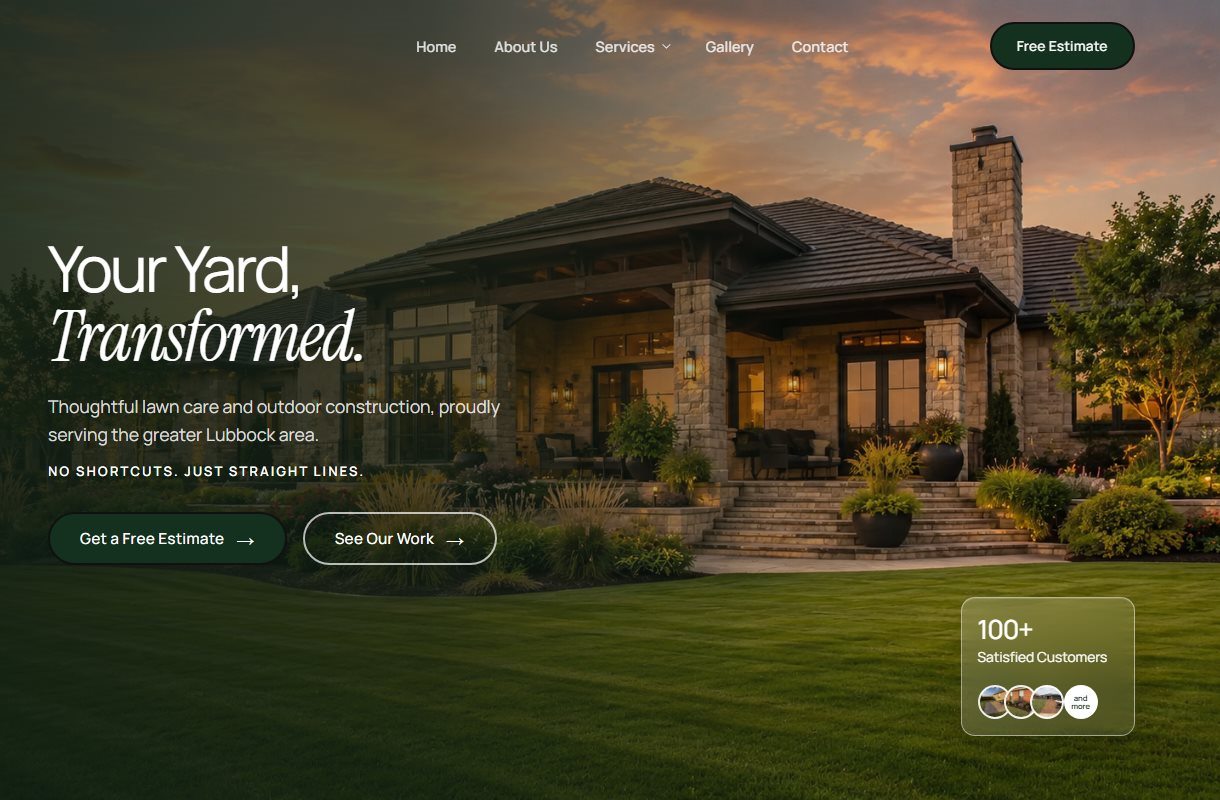 A landscaping company website we designed, built around a free estimate button