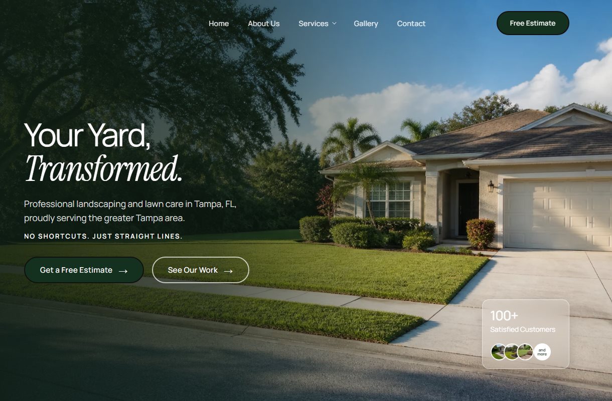 Landscaping company website, Tampa